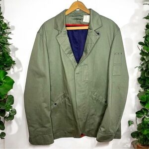 LEVI’S Red Line Green Beige Concealed 3/4 Zip Lapel Jacket